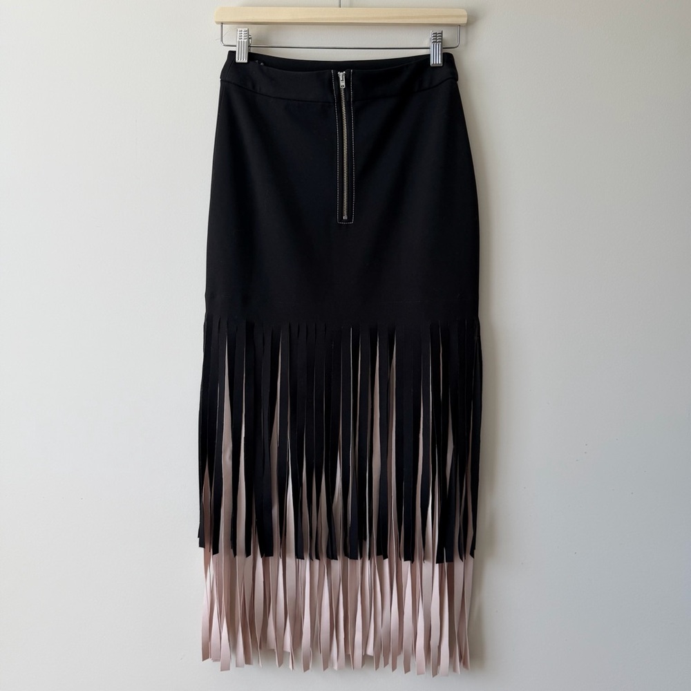Black and Beige Fringe Skirt - Picture 2 of 5